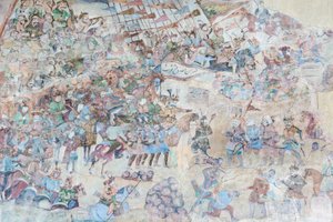 Pinturas murales en el portal de Qeysarieh, plaza del Imam Naqsh-e Jahan, Isfahán, Irán (fresco) de Unbekannter Künstler