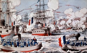 Guerra entre China y Francia (1884-1885) : Destrucción de la flota china por el almirante Courbet en Fou Tcheou, 23 de agosto