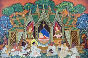 Templo budista tailandés Wat Ananda Metyarama. Nacimiento de Siddhartha Gautama (conocido comúnmente como Buda), Singapur de Unbekannt