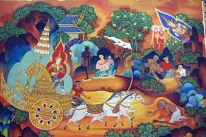 Templo budista tailandés Wat Ananda Metyarama. Pintura de la vida del Buda, 20160818, Singapur, Singapur de Unbekannt