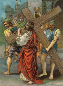Vía Crucis: segunda estación, Jesús carga su cruz Cromolitografía Colección privada