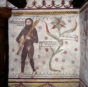 Hombre salvaje de Sacco (Homo Selvadego), fresco, Casa del Hombre Salvaje, Sacco, Cosio Valtellina, Lombardía, Italia