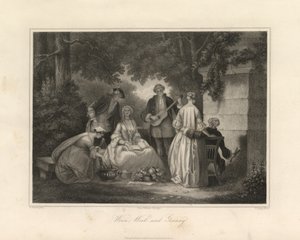 Vino, mujeres y canciones, Triest, c.1850 (grabado)