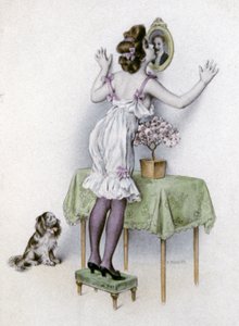 Mujer en lencería, c.1900 (postal) de Unbekannter Künstler
