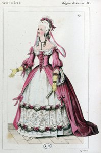 Mujer vestida como Madame de Pompadour, hacia 1810 (grabado) de Unbekannter Künstler
