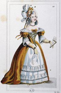 Mujer con un vestido como el que llevaba Mme du Barry, c.1810 (grabado) de Unbekannter Künstler