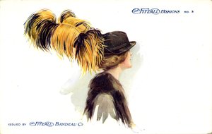 Mujer con sombrero de pluma de avestruz de Unbekannter Künstler