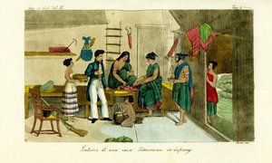 Mujeres jugando congkak en una casa timorense en Kupang