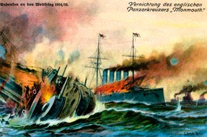 Primera Guerra Mundial:Hundimiento de un crucero blindado británico de Unbekannter Künstler