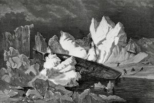 Naufragio del Hansa aplastado por el hielo, octubre de 1869, Océano Ártico, Segunda Expedición Alemana al Polo Norte de William M. Timlin