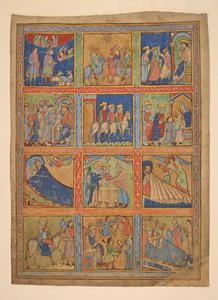 F. 1: Una serie de 24 miniaturas de la Vida de Cristo; Siete recortes de manuscritos iluminados. Siglo XII-siglo XV Siete recortes de manuscritos iluminados. siglo XII-siglo XV de Unbekannter Künstler