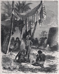 La fabricación de vidrio en el Antiguo Egipto, c.1880 (grabado)