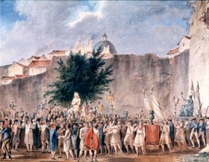 Fiesta entre las ruinas de la Bastilla, París, c. 1793 (acuarela) de Unbekannter Künstler