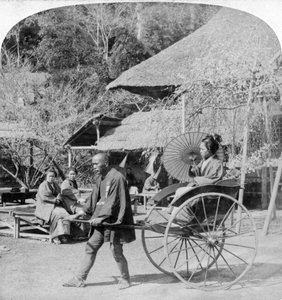 Un paseo matutino en un jinrikisha, Sugita, Japón, 1896