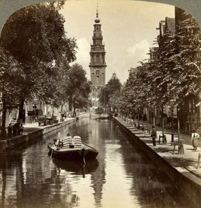 Canal, Ámsterdam, Países Bajos de Underwood and Underwood