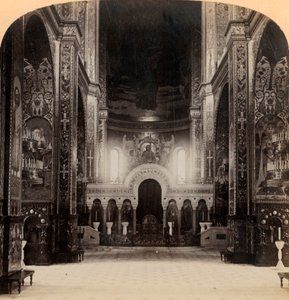 Nave central de la Catedral de Vladimir, Kief - la iglesia más hermosa de Rusia, 1898 de Underwood and Underwood