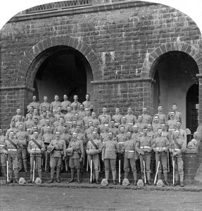 Compañía H, Regimiento Royal Warwickshire, Belgaum, India, 1900s de Underwood and Underwood