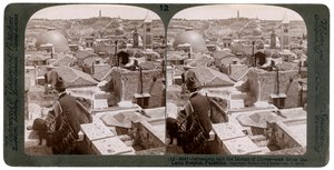 Jerusalén y el Monte de los Olivos, mirando al este desde el Hospicio Latino, Palestina, 1900s de Underwood and Underwood
