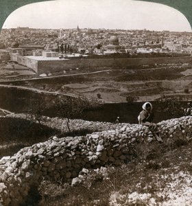 Jerusalén, vista desde el sureste, mostrando el sitio del templo, Palestina, 1900s de Underwood and Underwood