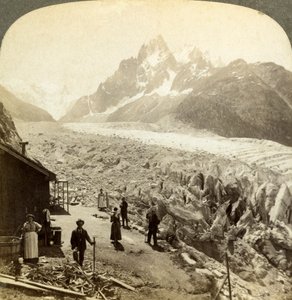 Mer de Glace desde el Chapeau, cerca de Chamonix, Francia de Underwood and Underwood