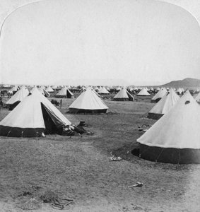 Campamento militar en De Aar, Sudáfrica, Guerra de los Bóeres, 1900 de Underwood and Underwood