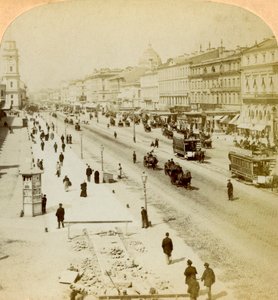 Nevsky Prospekt, la calle principal de San Petersburgo, Rusia, 1897