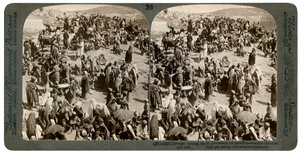 Gente subiendo a Jerusalén para el sacrificio, fuera del muro oriental, 1900
