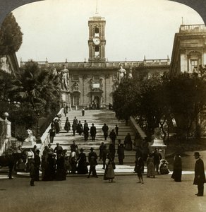 Palacio Senatorial, Piazza del Campidoglio, Colina Capitolina, Roma, Italia de Underwood and Underwood