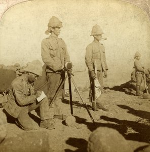 Señaleros del Regimiento de Yorkshire, Colina de Nueva Zelanda, Sudáfrica, Guerra de los Bóers, 1900 de Underwood and Underwood