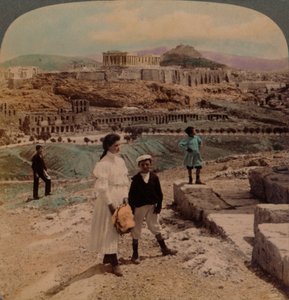 La Acrópolis de Atenas, Lycabettus y el Palacio Real, desde el monumento de Filopappos, 1907