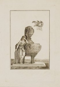 Figura mitológica de luto sobre la tumba de Luis XVI de Unidentified