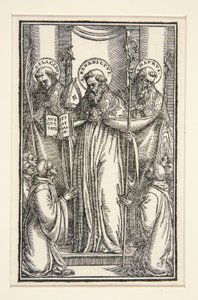Ilustración de libros con tres santos de Unknown
