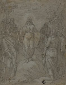 Cristo y los Apóstoles (recto); Boceto de una Escena de Natividad (verso) de Unknown