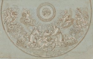 Diseño para un ábside con frailes franciscanos y grupos de ángeles de Unknown