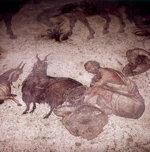 (detalle) Mosaico del suelo en el Gran Palacio, Estambul, Reinado de Justiniano, 565-575 de Unknown