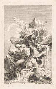 Fuente con cisne y hombres Diverse Fontaines (título de la serie) de Unknown