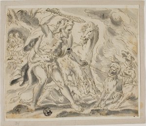 Hércules, Cerbero y las yeguas de Diomedes de Unknown