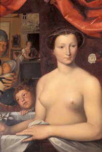 Indre y Loira N* 328 - Castillo de Azay-le-Rideau - sala 4 “la Dama en el baño” (detalle). Pintura de Karl Ernest Lehman (1814-1882), después de François Clouet (1515-1572) de Unknown