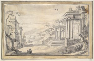 Paisaje italiano con villa imaginaria
