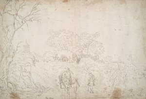 paisaje con caravana de Unknown