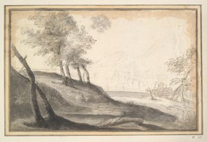 Paisaje montañoso con árboles y ciudad en la distancia.