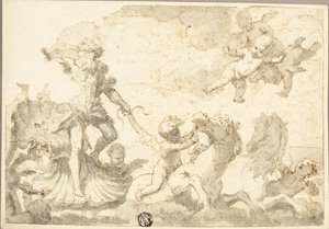 Neptuno cabalga en su carro por el mar