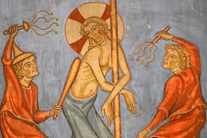 Iglesia Protestante de Saint-Pierre-le-Jeune, Pasión de Cristo, La Flagelación de Cristo, Fresco, Estrasburgo, Francia de Unknown