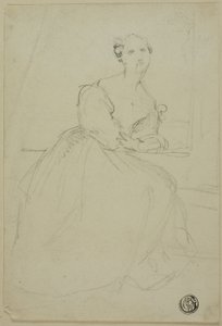 Boceto de mujer sentada en traje de noche de Unknown