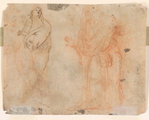 Estudios de caída de figuras (anverso); Estudios de figuras en ropa drapeada (verso) de Unknown