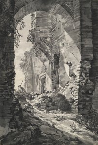 La puerta de entrada de las ruinas del castillo de Brederode, Holanda, con pastor de Unknown