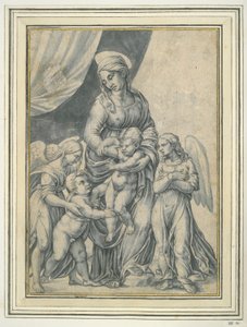 la virgen y el niño con el infante san juan bautista y dos ángeles de Unknown