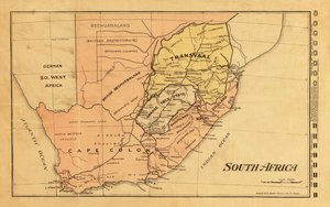 1899 mapa de Sudáfrica durante la Segunda Guerra de los Bóers (grabado en color) de Unknown artist