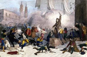2/05/1808: Levantamiento de Madrid contra la toma francesa de España. Grabado del siglo XIX de Unknown artist