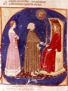 Segundo cielo: Dante y Beatriz se enfrentan al emperador romano Justiniano en el primer cielo del Paraíso de Unknown artist